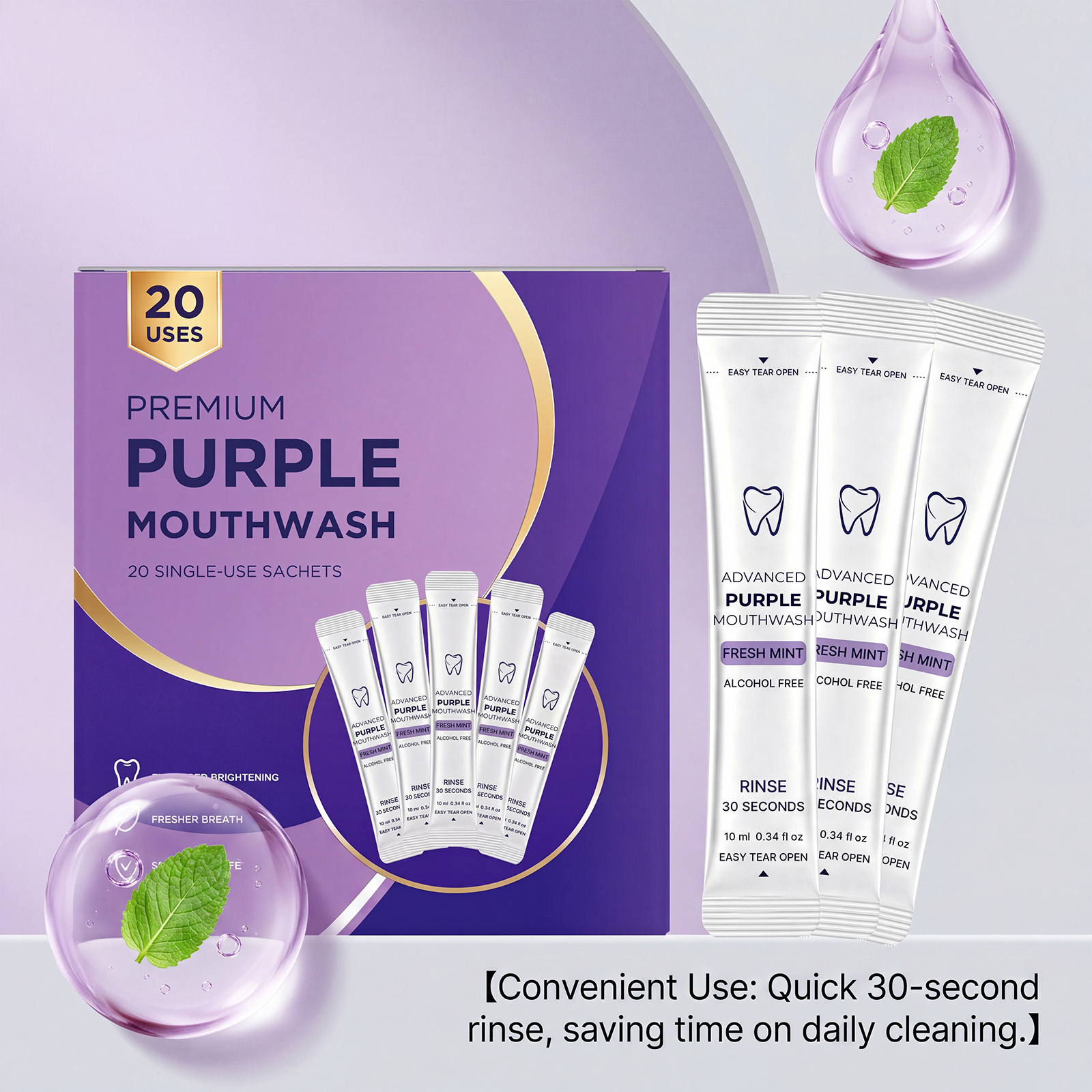 20/40 Pack Paarse Mondwater Vo - Teeth Whitening Mouthwash recensie en prijs