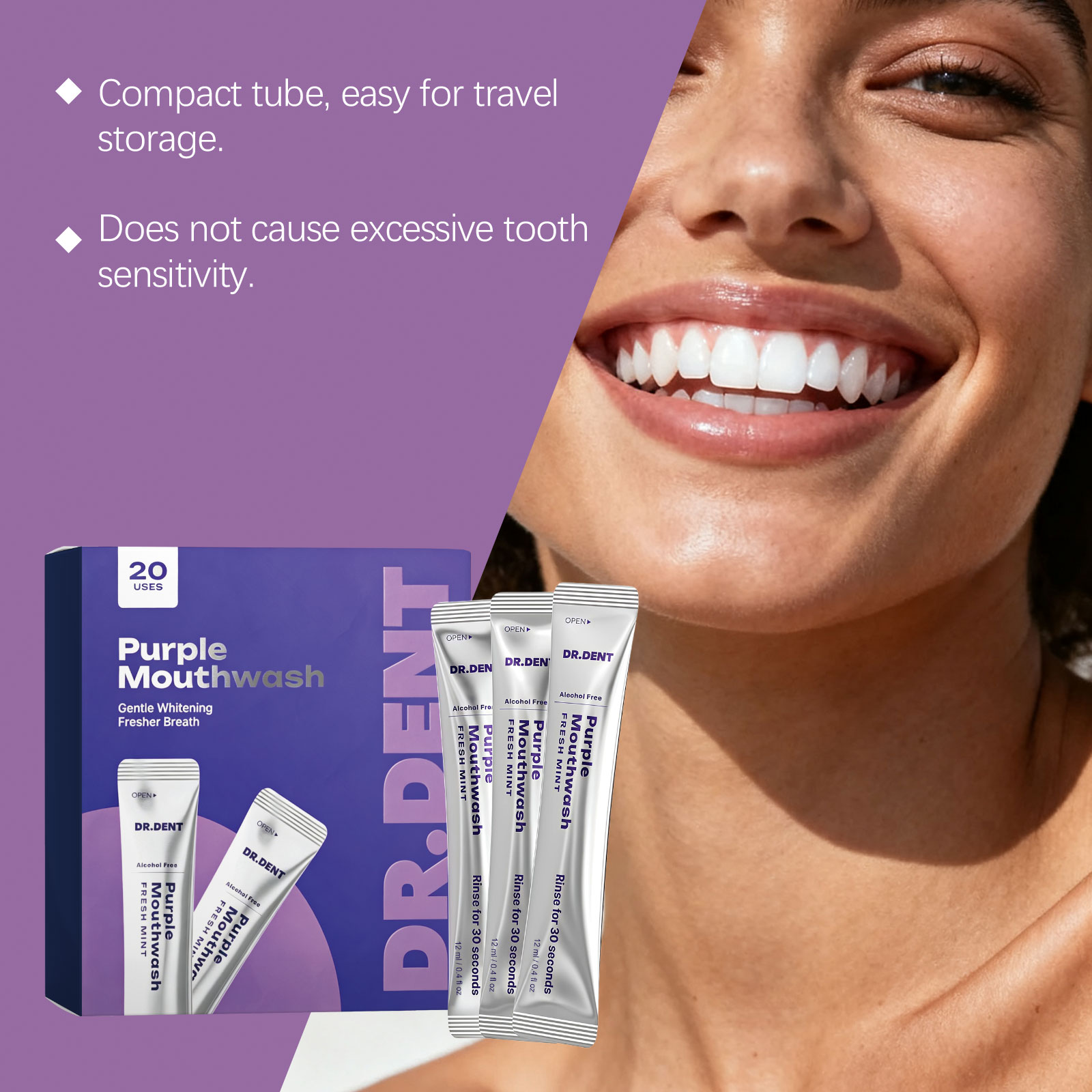 Paarse mondspoelmiddel, voor h - Teeth Whitening Mouthwash recensie en prijs